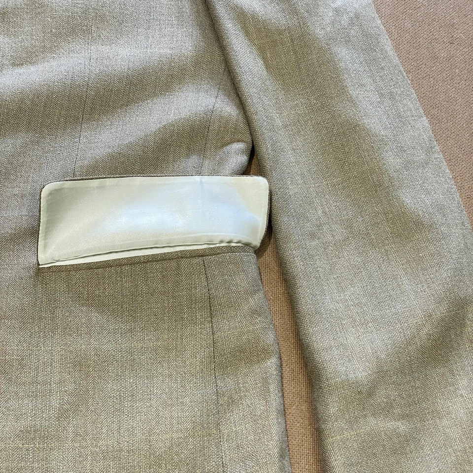 Blazer Oscar de la Renta Para Hombre 44L Tostado Seda Lana Chaqueta Abrigo Deportivo Forrado Colombia Foto 4 de 4