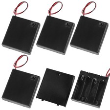 5pcs 4 AA Battery Holder with Cover and Switch, 4X 1.5V AA Battery Holder Case w