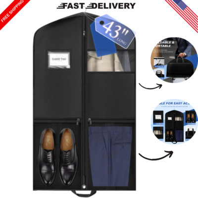 Garment Bag for Travel - 43'' Heavy-Duty Garment Bag with Pockets, Portable Garm