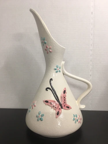 Hull Pottery Company Butterfly Pitcher/Vase W Angular Spout #B15