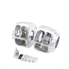 2X Chrome Switch Housing Cover Kit For Harley Sportster 883 1200 Dyna Softail