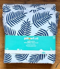 NEW Pillowfort NAVY BLUE PALM PRINT Full Size Sheet Set comfy soft microfiber