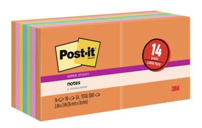 Posty Notes Ebay Post it Notes Super Sticky Notes 3 x 3 Inch Energy Boost Collection 14 ...