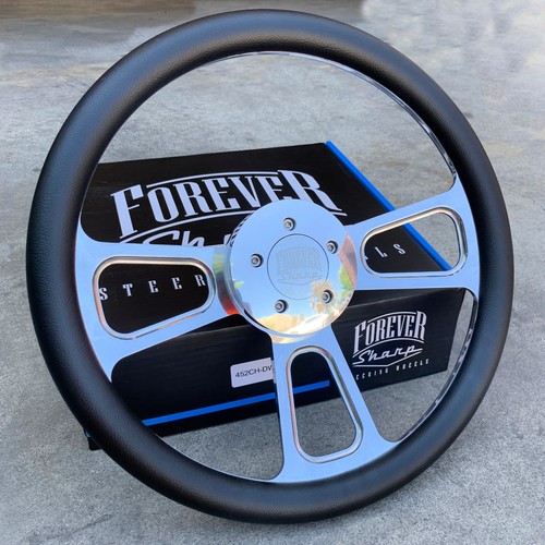 16 Inch Chrome Semi Truck Steering Wheel with Black Vinyl Grip 5 Hole
