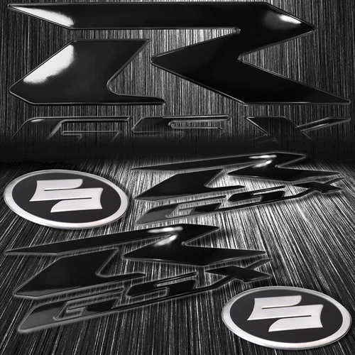 2-Tone 6.25" Black GSXR Logo Emblem+Brushed Metal Suzuki Fairing Badge Sticker - Picture 1 of 6