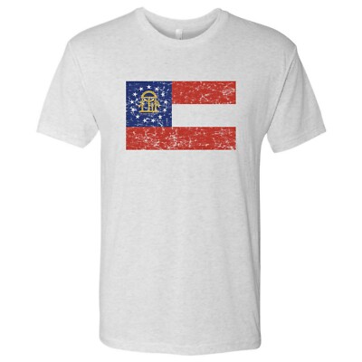 Georgia Flag State Pride Hometown Triblend Mens T-Shirt Heather White 
