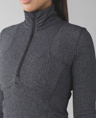 Lululemon Size 6 Kanto Catch Me 1/2 Zip Pullover Wee Stripe Black Herringbone