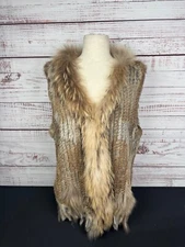 ADORE Rabbit and Raccoon Fur Brown Colored Vest