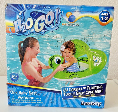 New Box H2O Go Inflatable Floating Turtle Baby Care Seat For Swimming Pool