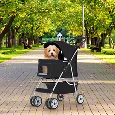 4 Wheels Pet Stroller Dog Cat Cage Jogger Stroller for Medium Small Dogs Cats