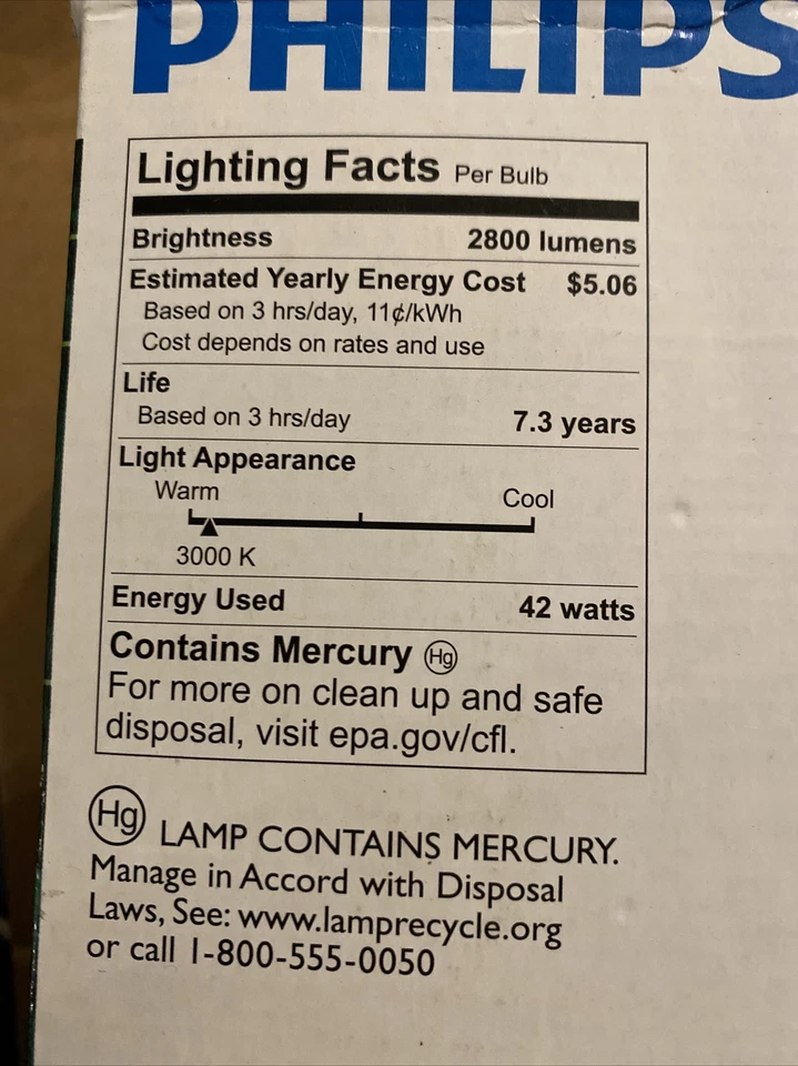 Philips Energysaver 42w=150w Soft White Compact Fluorescent Bulb Last 7.3 Yrs - Image 3 of 4