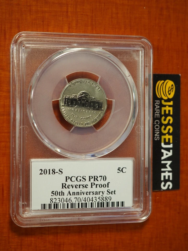2018 S 5C PROVA REVERSA JEFFERSON NÍQUEL PCGS PR70 JAMIE FRANKI ASSINADO À MÃO  - Imagem 2 de 2