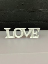 POSH GRAFFITI White LOVE Freestanding Wooden Word Sign 6.75" Wide 2.5" High