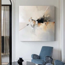 Abstract Painting Canvas Painting Modern artwork Living Room White Black