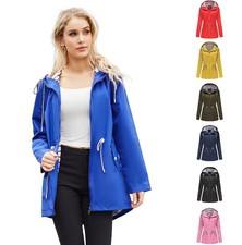Womens Waterproof Raincoat Ladies Outdoor Wind Rain Forest Jacket Plus Size Coat