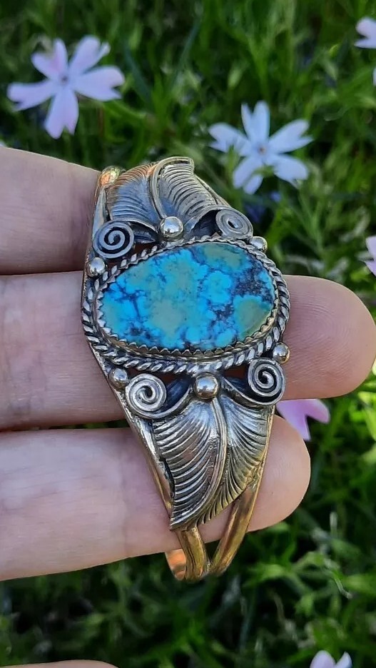 NAVAJO STERLING SILVER ターコイズバングル NAVAJO JB刻印 Sterling Silver ターコイズ バングル メンズ