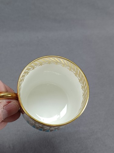 Antique Hammersley Turquoise Enamel & Gold Demitasse Cup & Saucer C.1887-1912 - Picture 6 of 12