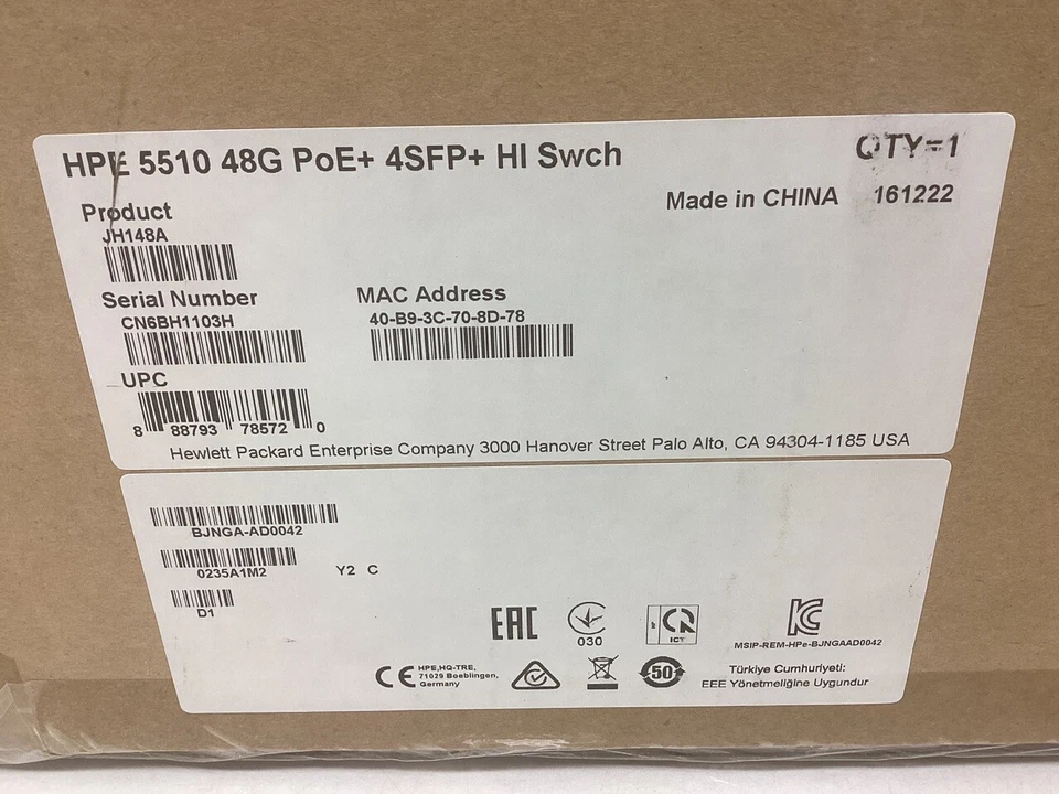HPE JH148A 5510 48G PoE+ 4SFP+ HI Switch - Image 3 of 3