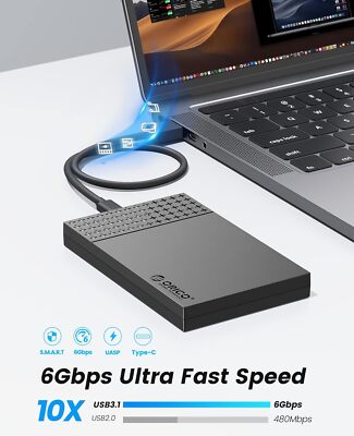 ORICO 2,5 Externes Festplattengehäuse USB 3.1,HDD Gehäuse für 2,5  HDD SSD 6 TB