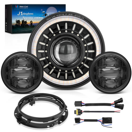 MICTUNING J1 Anti-glare 7" Inch Motorcycle Headlight Lamp w/4.5" Fog Lights Kits - Picture 13 of 18