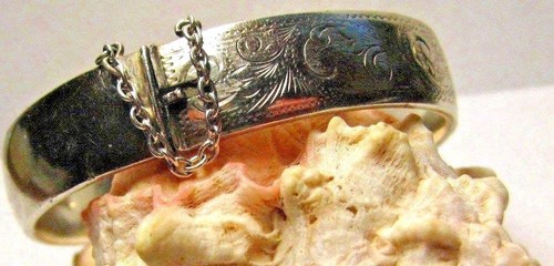 ANTIQUE1911 AUSTRALIA STERLING 925 ENGRAVED,HINGED, EDWARDIAN BANGLE BRACELET - Bild 4 von 11
