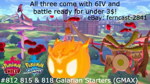 Pokemon Sword And Shield Shiny Gmax Galar Starters Bundle 6iv Battle Ready Ebay