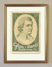 Mozart Reklama Marka Szklany plakat fortepianowy 1890 Büttenfaksymile 12 w złotej ramce