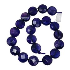 Natural Amethyst Faceted Coin Bead 8" Strand  10x5mm  Purple  Coin  20 Beads