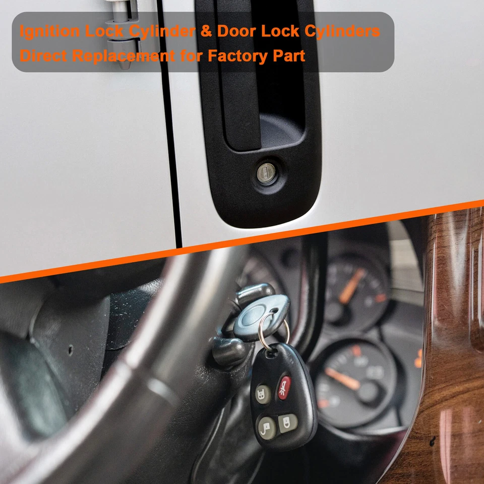 Ignition Switch Door Lock Cylinders w/ Keys For 01-07 Chevy Express GMC Savana - Image 2 of 4