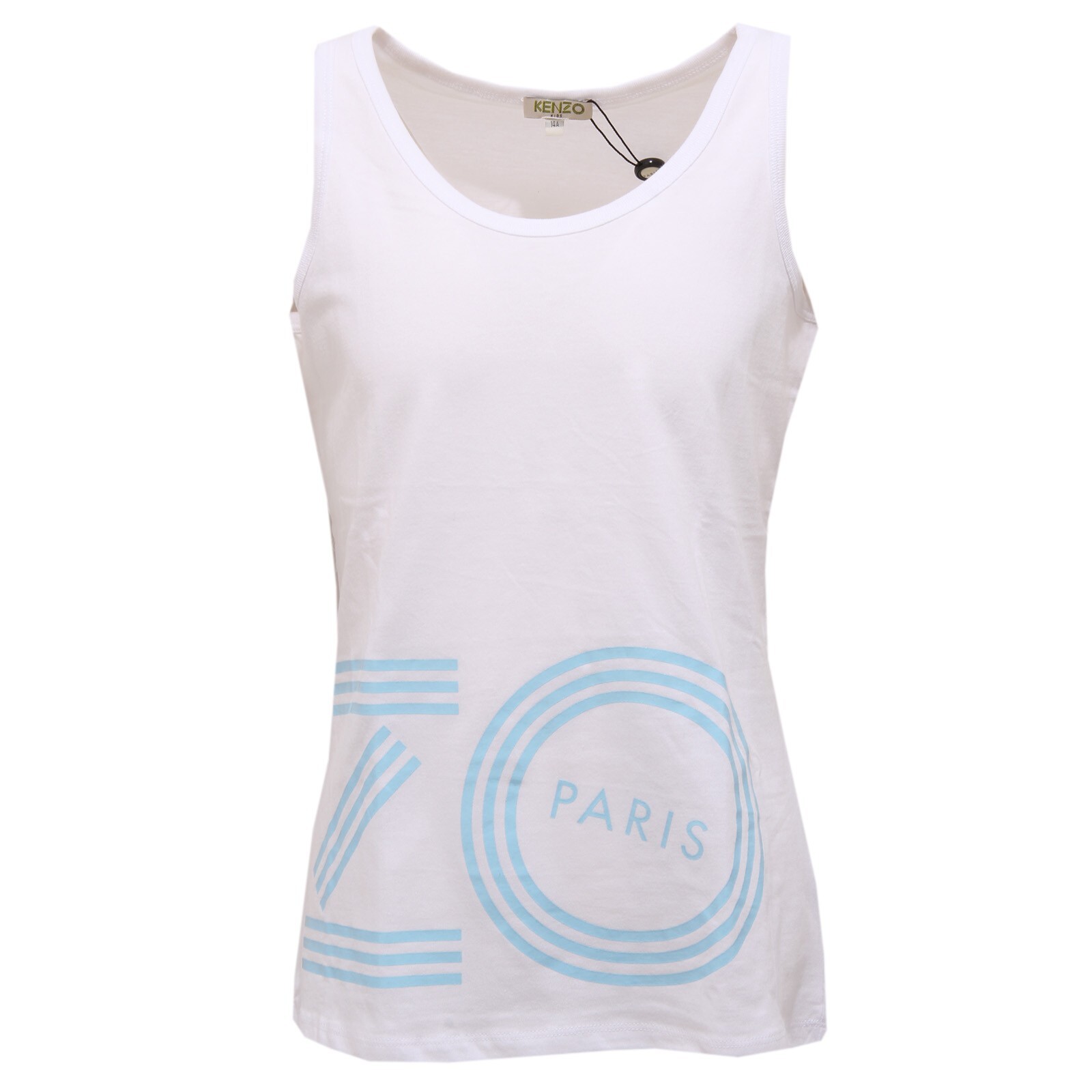 6653K canotta bimba GIRL KENZO KIDS white cotton sleeveless t-shirt