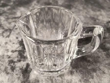 Vintage Clear Pressed Glass Cream Pitcher With Ribbed & Starburst Design