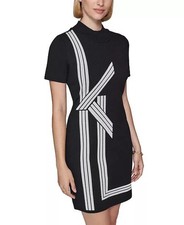 KARL LAGERFELD PARIS Women's KL-Striped Sweater Dress S