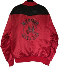 Vintage Westark Madison Rodeo Club Satin Bomber Jacket Large USA Made Insulated