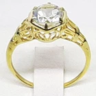 Antique Filigree 1.00ctw Aquamarine 14K Yellow Gold 925 Silver Ring Size 5.5