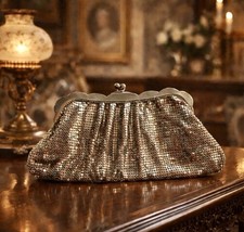 Antique Whiting and Davis Silver Mesh Evening Bag Kisslock Clutch Vintage 1920s