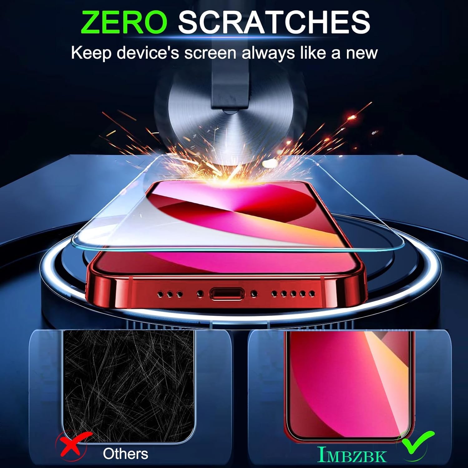 3Pack Screen Protector with Camera Lens Glass for iPhone 13 Clear