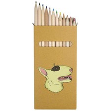 12 x 'English Bull Terrier Portrait' Long Colour Pencils PE00077477