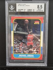 1986 Fleer Michael Jordan Rookie Card #57 BGS 8.5 (9.5, 9, 8.5, 8.5 Subs) Bulls. rookie card picture