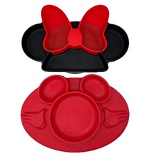 Disney Minnie Mouse Silicone Grip Dish Bow Ears Suction Base And Mickey Plate