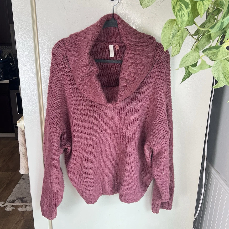 ANTHROPOLOGIE Pilcro Capucha Cuello Malva Rosa Gran Tamaño Tejido Suéter Grueso Grande Foto 4 de 4