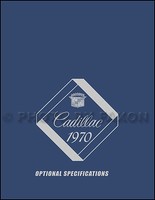 1970 Cadillac Optionale Spezifikationsbuch 70 Deville Eldorado Calais Fleetwood