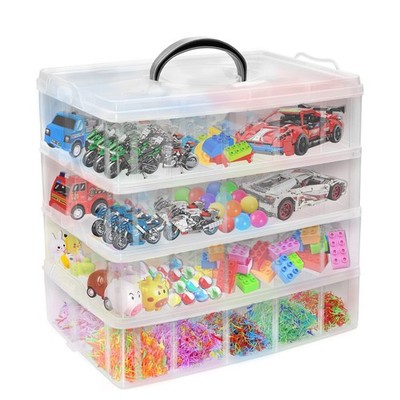 4-Tier Stackable Storage Container Box with 40 Adjustable Compartments, Plast...