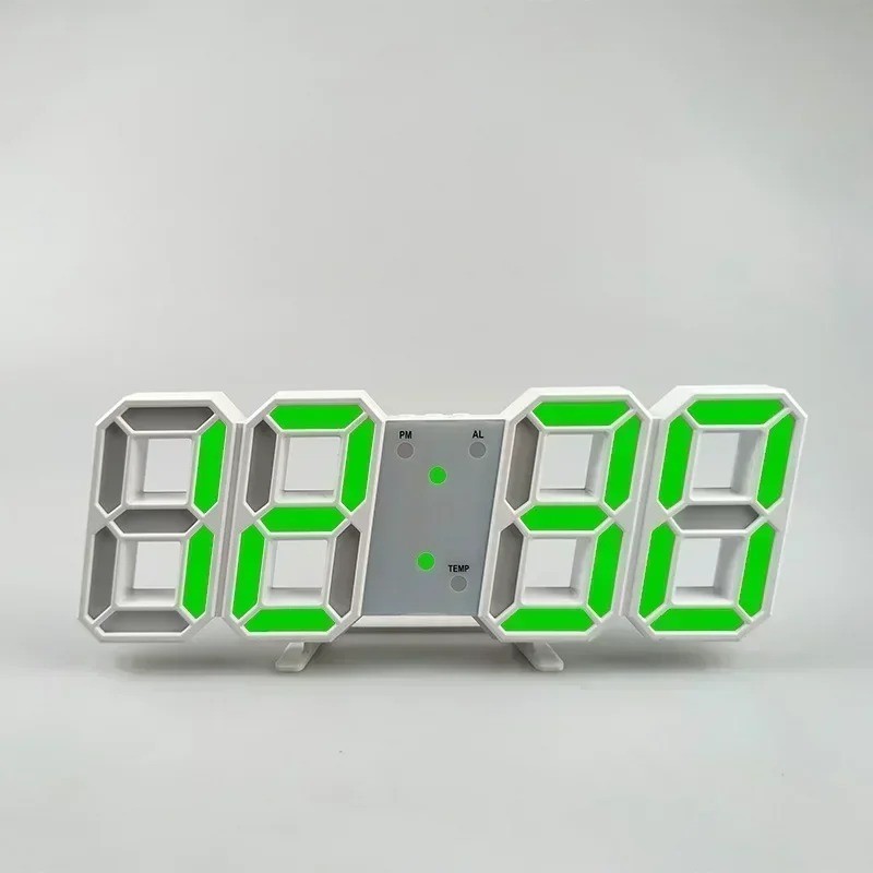 Digital 3 D LED Big Wall Desk Alarm Clock Snooze 12 / 24 Hours Auto Brightness USB reference