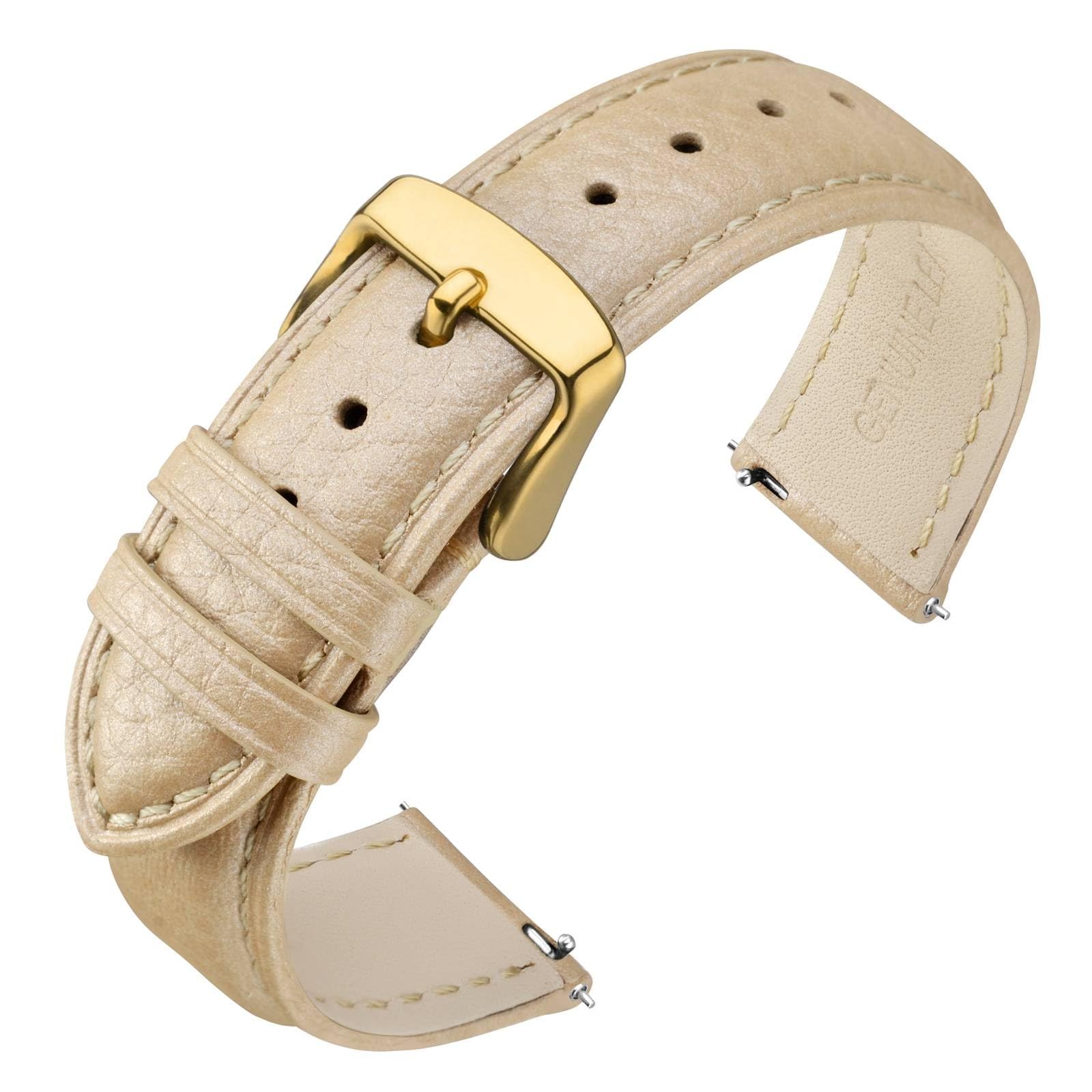 Bracelet de montre en cuir 16mm noir avec boucle ardillon en acier