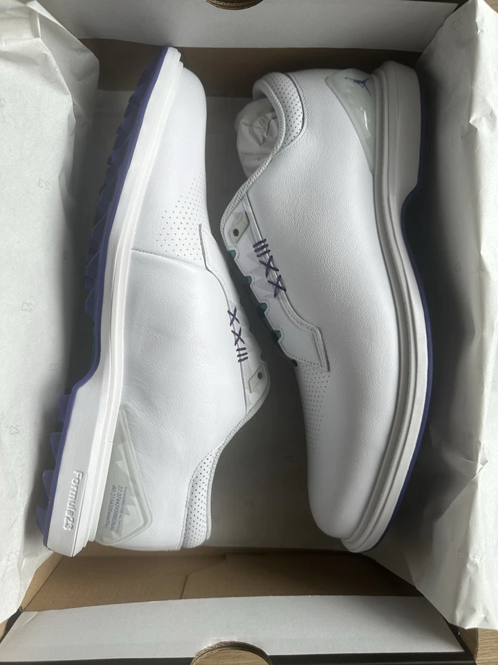 Men’s Jordan ADG 5 W White Grape Ice Golf Shoes Size 10 FQ7874 100 (NEW) - Image 2 of 4