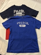 Polo RL 67 Ralph Lauren Boys T-shirt Lot 12 14 Large L Short Sleeve Shirt