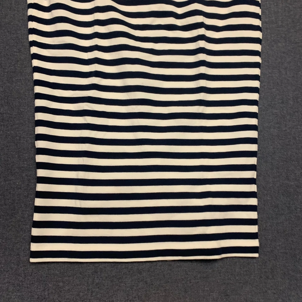 Saia lápis feminina J.Crew tamanho 2 listrada azul e branca malha 100% algodão nova com etiquetas - Imagem 3 de 4