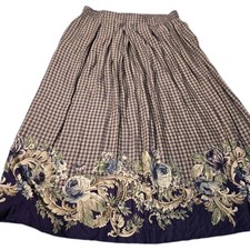 Vintage Jantzen Classic Houndstooth Floral Border Skirt Sz 16