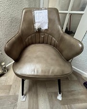 CORNDELL Real LEATHER IRON CHAIR IN LIGHT BROWN x6 ORIGINAL RRP : £345 each