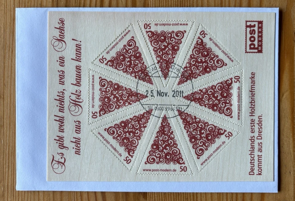 Privatpost Post Modern FDC Briefmarken Aus Holz ESST #12420 - Bild 1 von 1